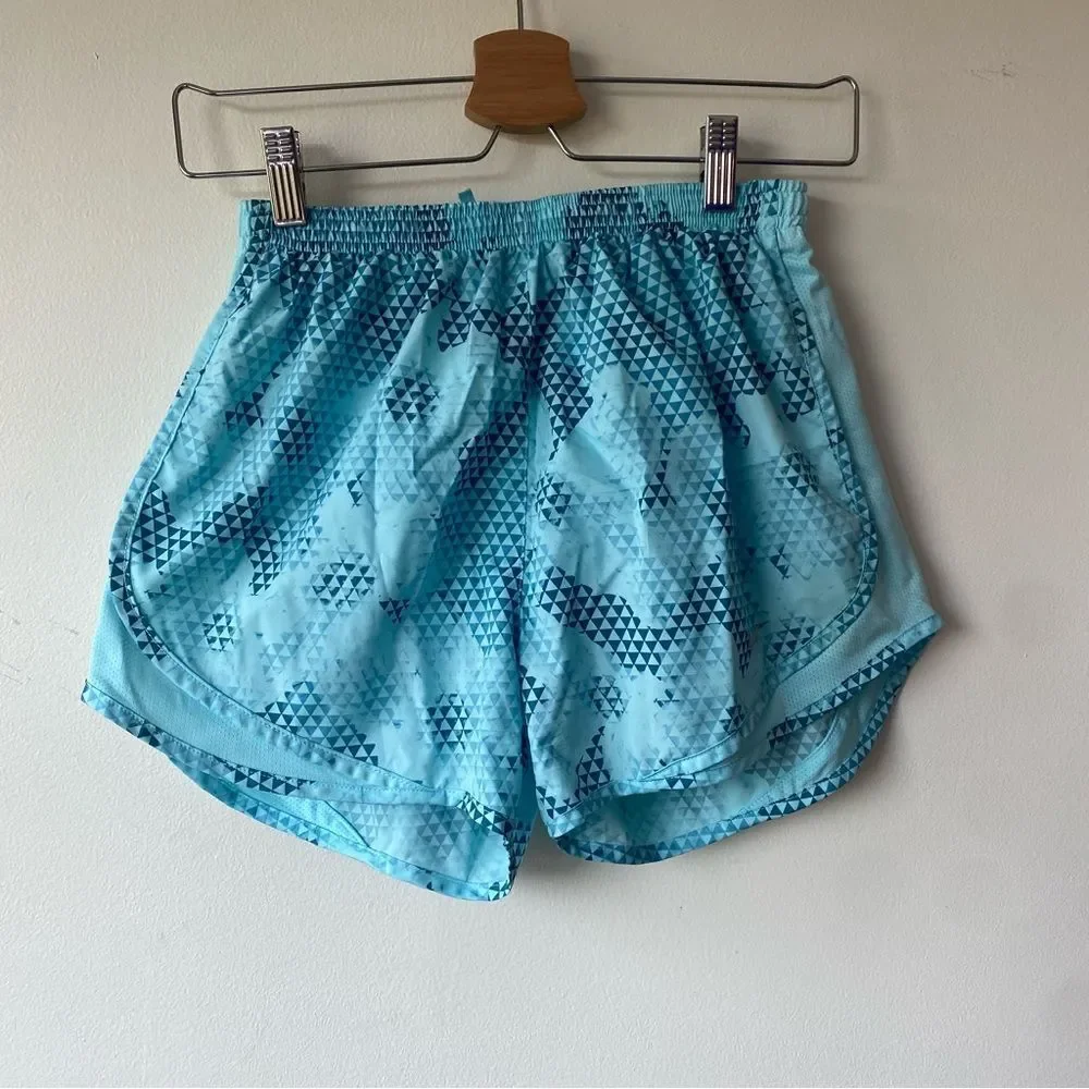 Nike light blue geometric patterned running shorts size small‎